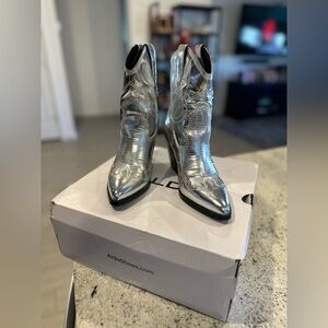 Aldo Nurodeo Metallic Silver Cowboy Boots